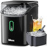 Silonn Nugget Ice Maker Countertop, Pebble Ice Makers with Crushed Soft Chewable Ice, 33lbs Per Day with Scoop, Pellet Portable Ice Machines with Auto-Cleaning for Home, Kitchen, Office, Black