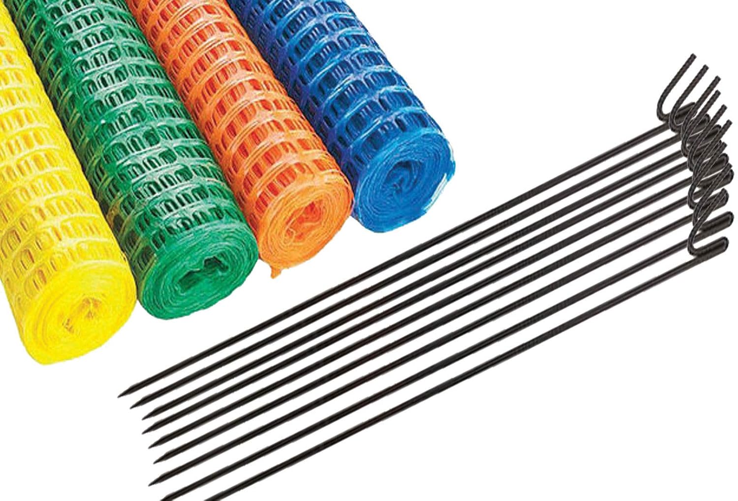 Plastic Barrier Fencing Safety MESH NET C/W 10mm Steel Fence Road PINS