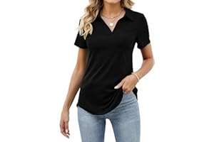 RENMINGBI Women's Polo Shirts Short Sleeve Work Tops Business Casual Summer Tops Fashion 2023 Collared Blouses