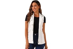 Allegra K Women's Zip Up Sleeveless Jacket Utility Anorak Outwear Cargo Vest