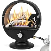 Uniflasy Table Top Propane Fire Pit for Outdoor, 10000 BTU | Tabletop Fireplace Ring with 3 Ceramic Fireplace Logs, Tip-Over &amp; Flame-Out Shutoff, Piezo Ignition, Glass Wind Guard