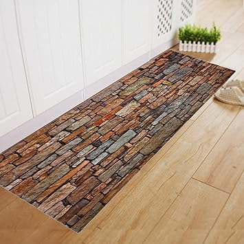 Amazon Com Balakie 3d Brick Printed Dining Room Carpet Shaggy