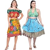 Wevez Pack of 3 Pcs Original Two Layer Printed Wrap Around Skirts (Small Length)