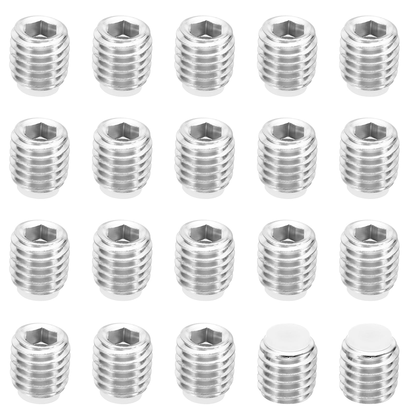 PATIKIL M10x10mm Nylon Tip Grub Screw, 20 Pack Metric Hex Socket Head Cup Point Anti Slip Set Screws Internal Hex Drive Hardware, 304 Stainless Steel