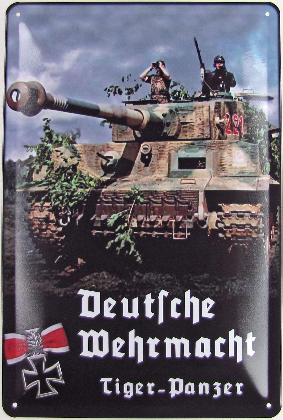 Tin Sign 20 x 30 cm Curved German Wehrmacht Tiger Tank Soldiers Photo Decoration Gift Sign