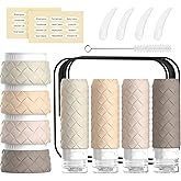 16 Pack Travel Bottles for Toiletries, TSA Approved Travel Size Toiletries Containers Set, BPA-Free Silicone Leak Proof Refillable Bottles Stackable Creams Jars Accessories Kit W/Clear Bag(Cream)
