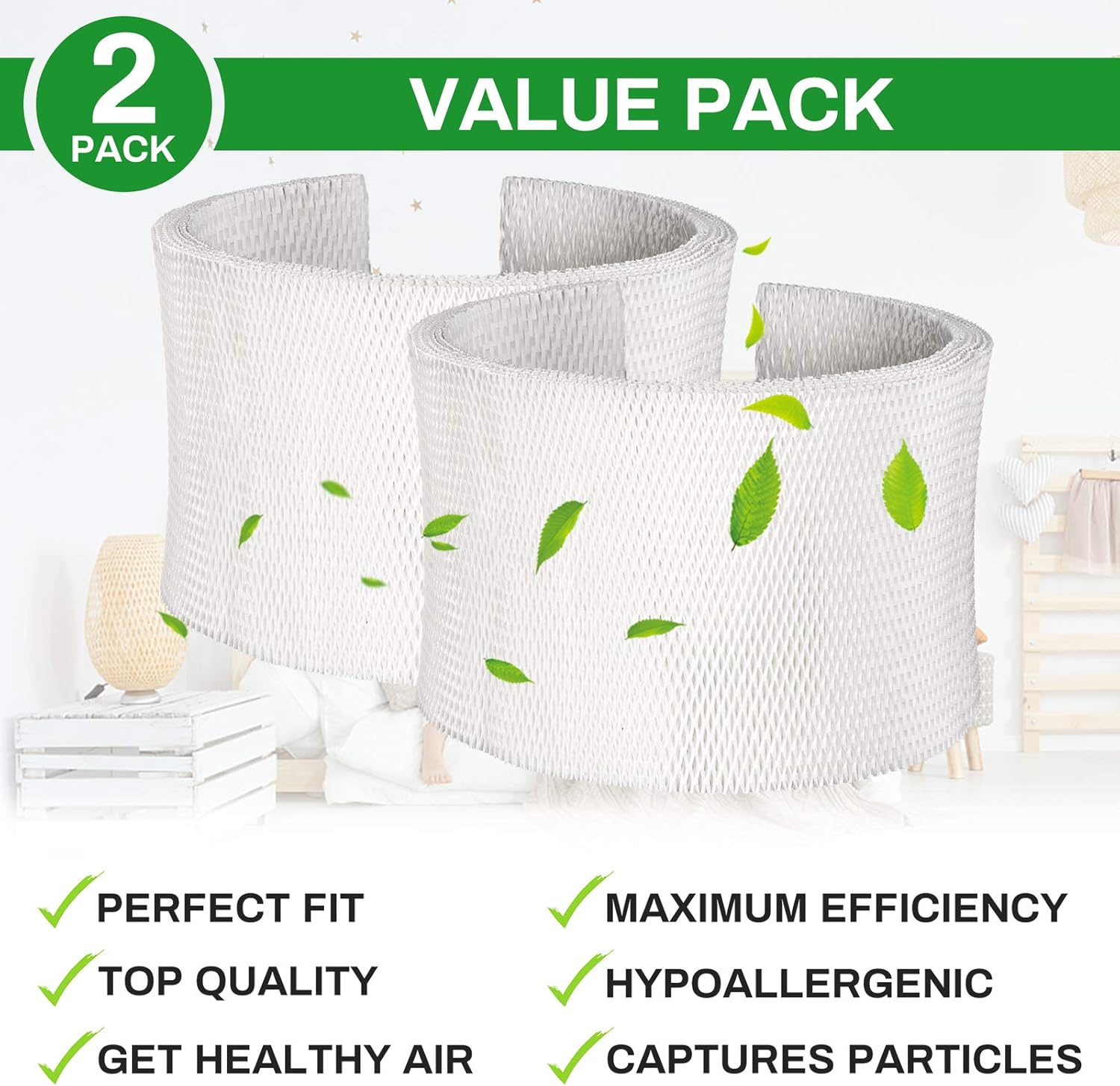 Future Way Humidifier Filters, Compatible with Aircare & Emerson MAF1 14906 Air Humidifier, 2-Pack Humidifier Wicking Replacement Filter Set -