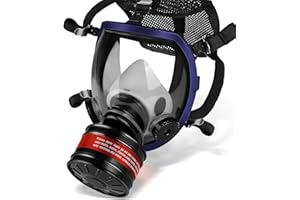 GSHUBB Reusable Full Face Respirator Mask with 40mm Activated Carbon Filters,Full Face Gas Masks Survival Nuclear and Chemical for Asbestos,Chemical,Gas,Organic Vapor,Welding,Painting,Fume.