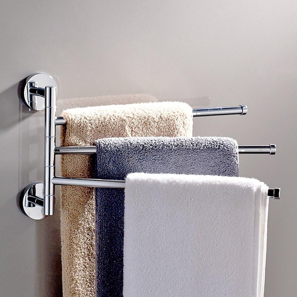 GDrems Bathroom Swing Arm Towel Bars 3arms Wall Mount Brushed