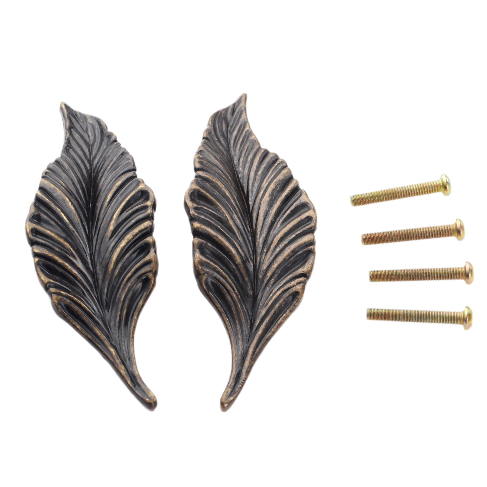 Mgoodoo 1pair Leaf Handles Knob Zinc Alloy for Cabinet,Kitchen,Door,Drawers,Bookcases,4.13in Brass Color