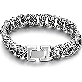 Azubpi Men's Stainless Steel Bracelets Vintage Tribal Tattoo Bangle Multi Ring Linked Retro Pattern Jewelry Gift for Him