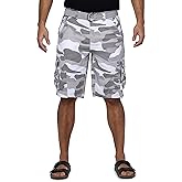 X RAY Mens Cargo Shorts Camo & Solid Colors 12.5" Inseam Knee Length Classic Fit Multi Pocket (Big and Tall Shorts for Men), Double Stitch White Camo, 36