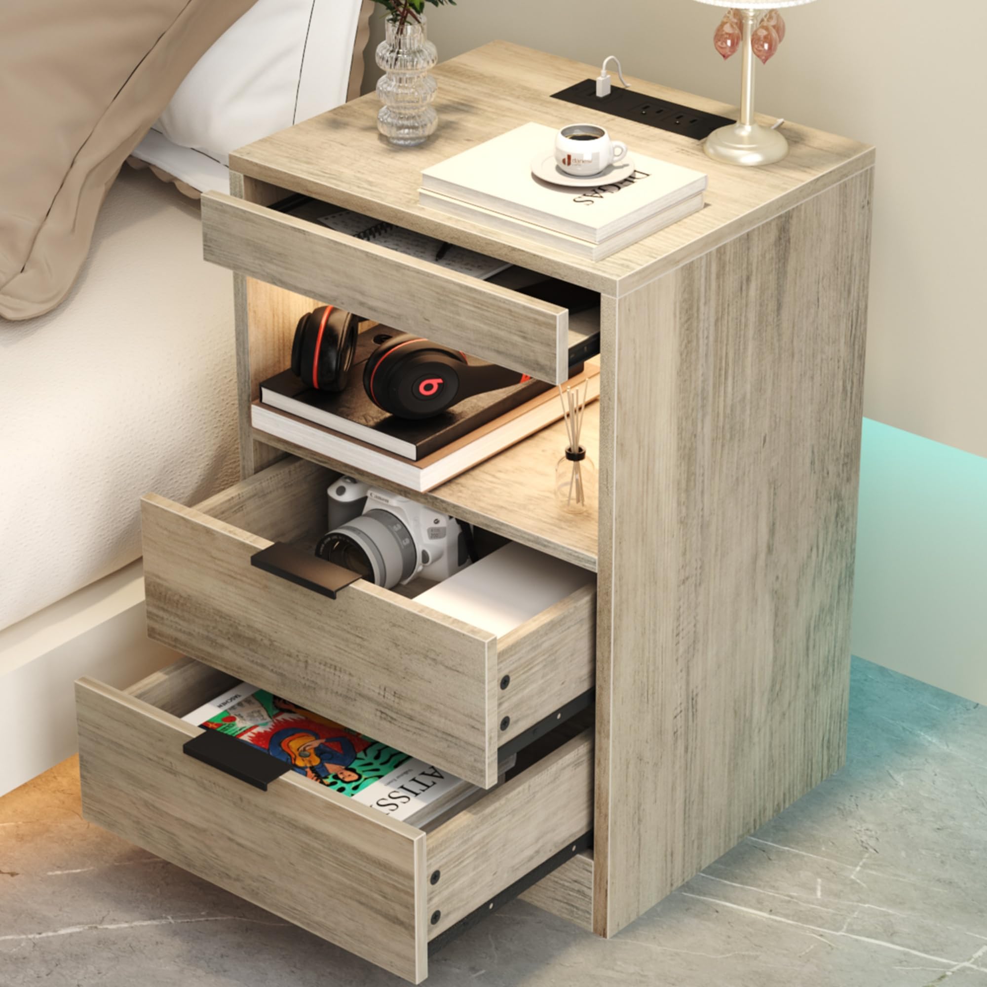 Gadroad LED Nightstand with Charging
