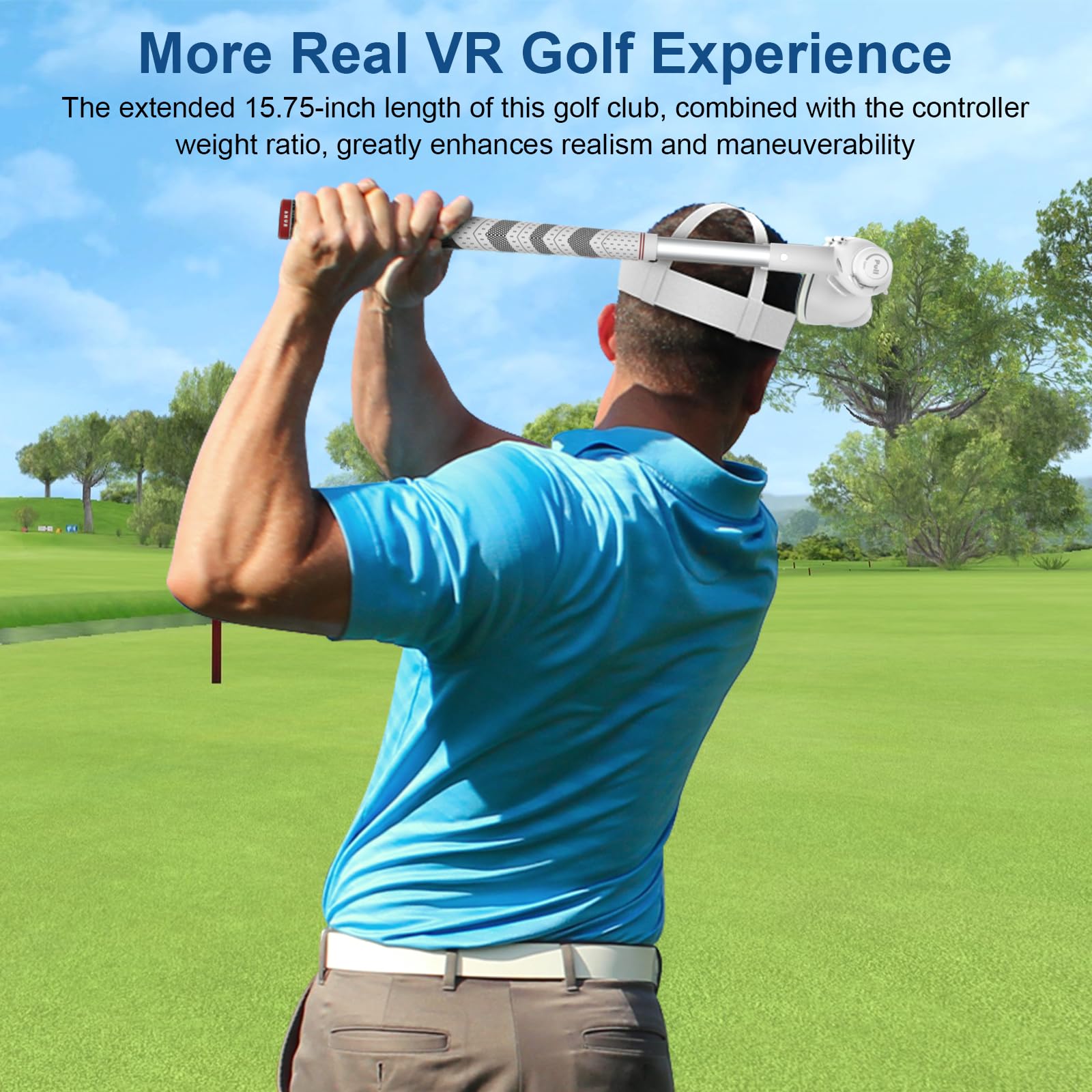 AMVR Golf Club Attachment Compatible with Meta/Oculus Quest 3S/Quest 3, Non-Slip VR Golf Handle Grip for Golf +, 80 Degree Design Keep Tracking （for Right Controller, Not for Charging Dock Battery）