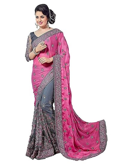 Womens Georgette Saree With Unstitched Blouse Piece