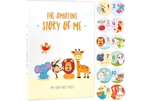 KIDDOSART Baby Memory Book for Boy or Girl | First 5 Years Keepsake Journal Baby Book to Record Milestones and Photos | Gender Neutral Scrapbook for Newborn Babies with 12 Monthly Stickers