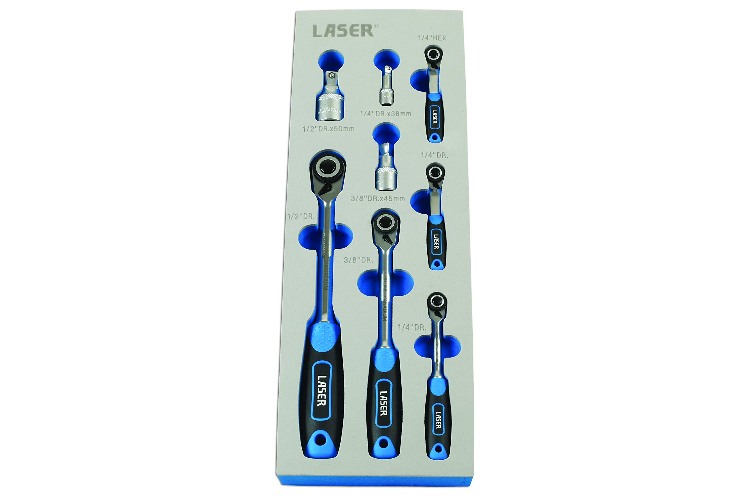 Laser 7548 Micro Head Ratchet Set 1/4"D, 3/8"D, 1/2"D 8pc
