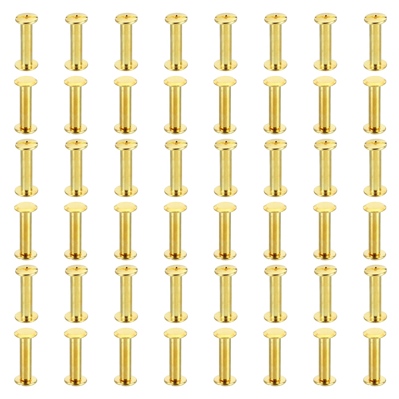 PATIKIL 100 Sets Chicago Screws, M5x20mm Chicago Screws Phillips Binding Post Screw Bolts Leather Rivets Brass Fasteners Connectors Steel for Leather Belt Scrapbook Photo Albums, Golden