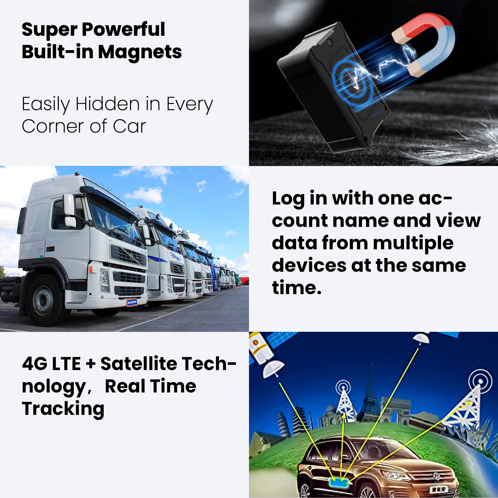 4G GPS Tracker for Vehicles Car Kids Assets, Car Tracker Device Hidden Tracking Devices for Cars Hidden Subscription Needed 10S Update Strong Magnetic Long Battery Life up