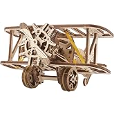 UGEARS Mini Biplane 3D Wooden Puzzles for Adults - Wooden Model Kits for Adults, DIY Craft Kit, Mechanical 3D Puzzle, for Aviation Enthusiasts and Puzzle Lovers