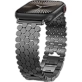 Minyee Compatible with Apple Watch Band Women 41/40/38/44/45/46/49/42mm, Dressy Honeycomb Pretty Adjustable Metal Designer Classy Wristband for iWatch Series 11 10 9 8 7 6 5 4 3 2 1 Ultra SE