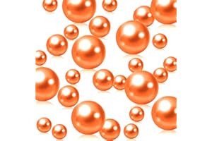 LUERBI Orange Vase Filler | 150PCS Pearls Bead for Centerpieces Vases | 8/14/20 mm No Hole Beads, Fake Pearls for Wedding Birthday Thanksgiving Theme Party Table Centerpieces Decor