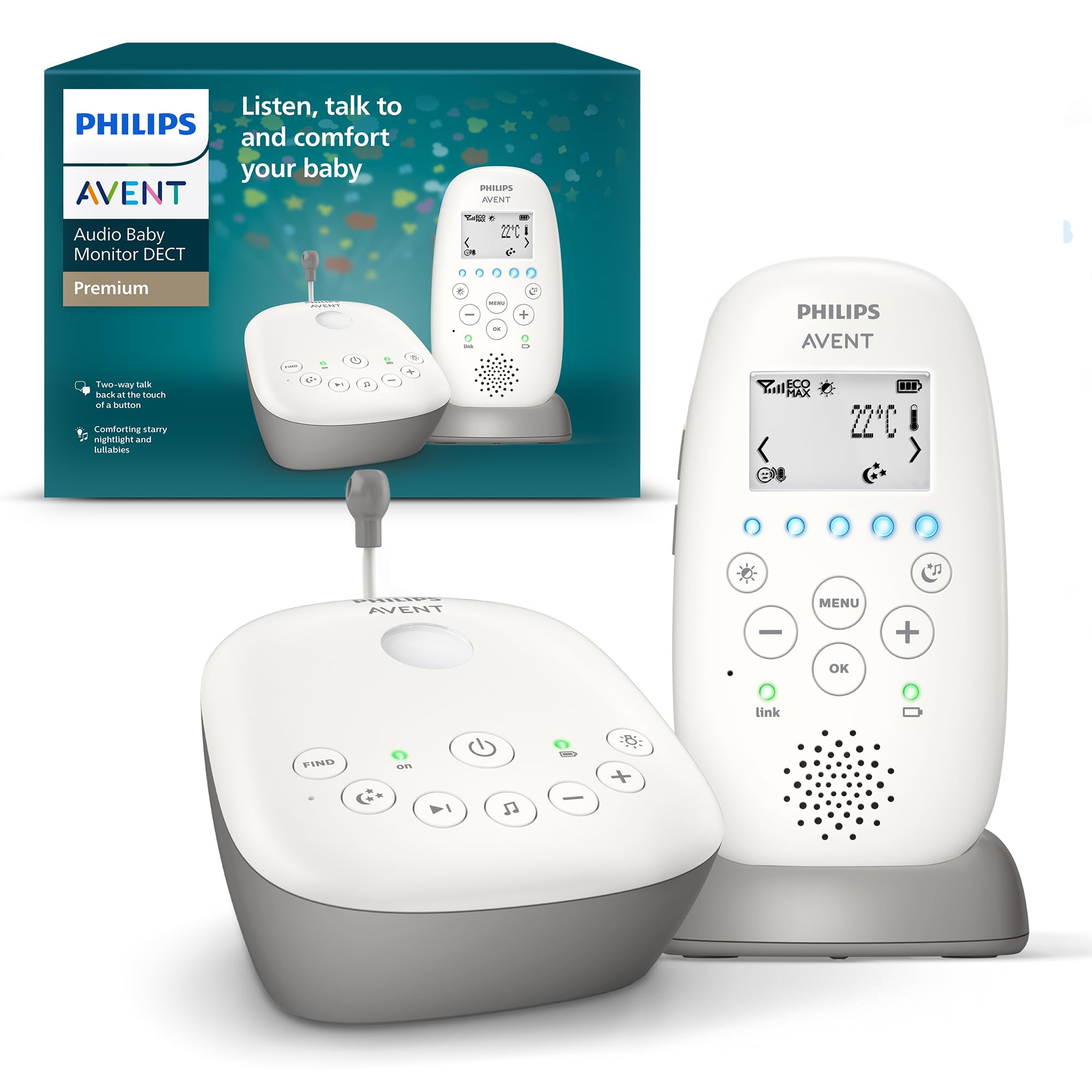 Philips Avent DECT - baby monitor with starry night light projector (Model SCD733/26)