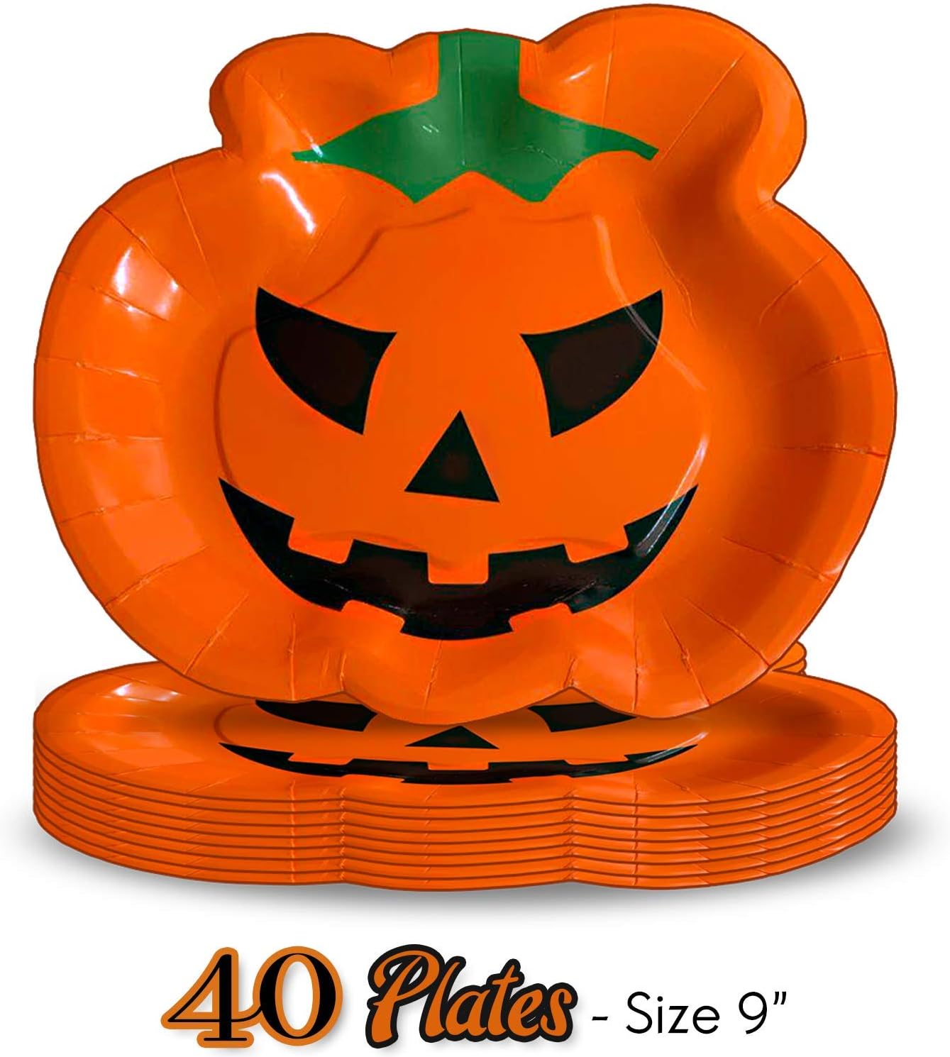 Halloween Party Supplies for 40 - Pumpkin Shaped Plates, Ghost Shaped Napkins, Orange Plastic Cups 12oz - Disposable Halloween Decorations and Tableware for Parties: Health & Personal Care