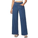 IUGA Wide Leg Jeans Woman High Waisted Pull On Baggy Jeans for Women Stretchy Trendy Womens Jean Straight Casual Denim Pants