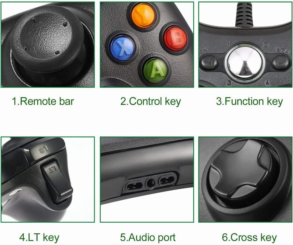 Game Controller for Xbox 360 - USB Gamepad for Microsoft Xbox 360 & Slim/PC Windows 7 8 10 - Ergonomic and Shoulders Buttons USB Gamepad - Ideal for All Gaming Sessions on Xbox and PC: Computers & Accessories