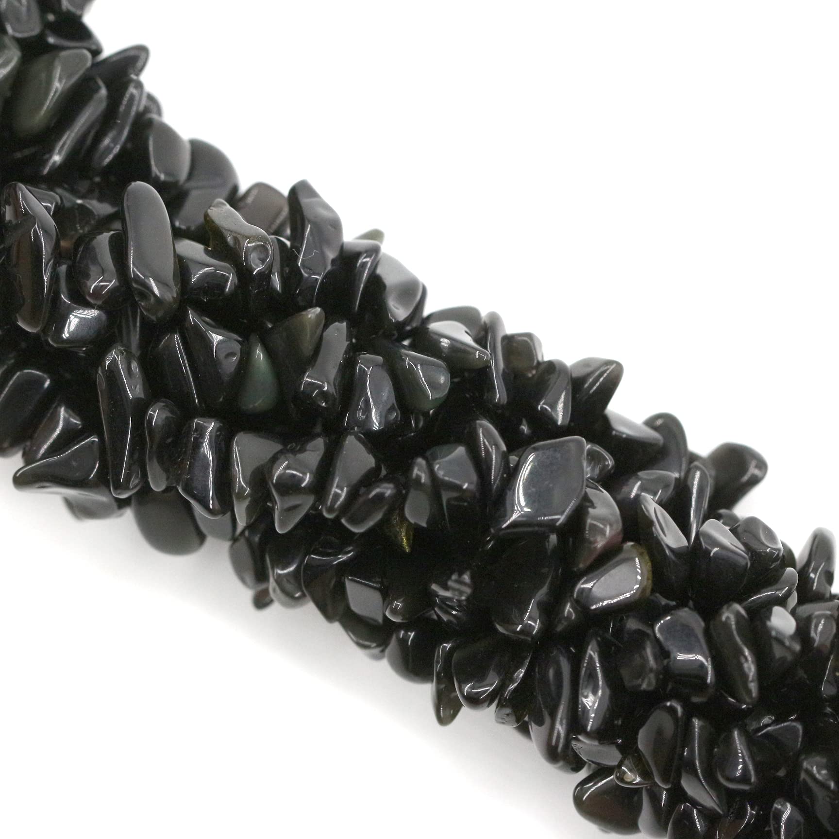 260pcs Natural Black Obsidian Crystal Beads Chips 5mm to 8mm Irregular Gemstone Beads with Holes DIY for Bracelet Necklace Earrings Jewellery Making Craft 32 inch