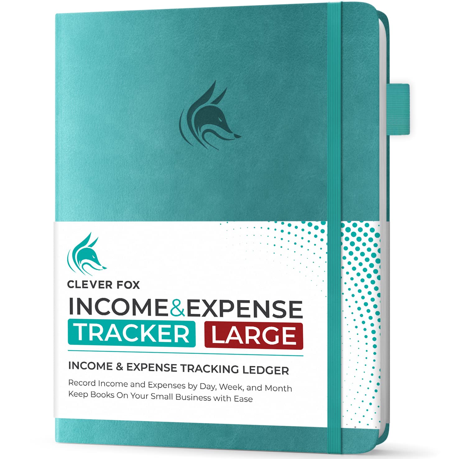 Clever Fox Income & Expense Tracker Large – Accounting & Bookkeeping Ledger Book for Small Business – 2-Year Record Notebook, A4 (Turquoise)