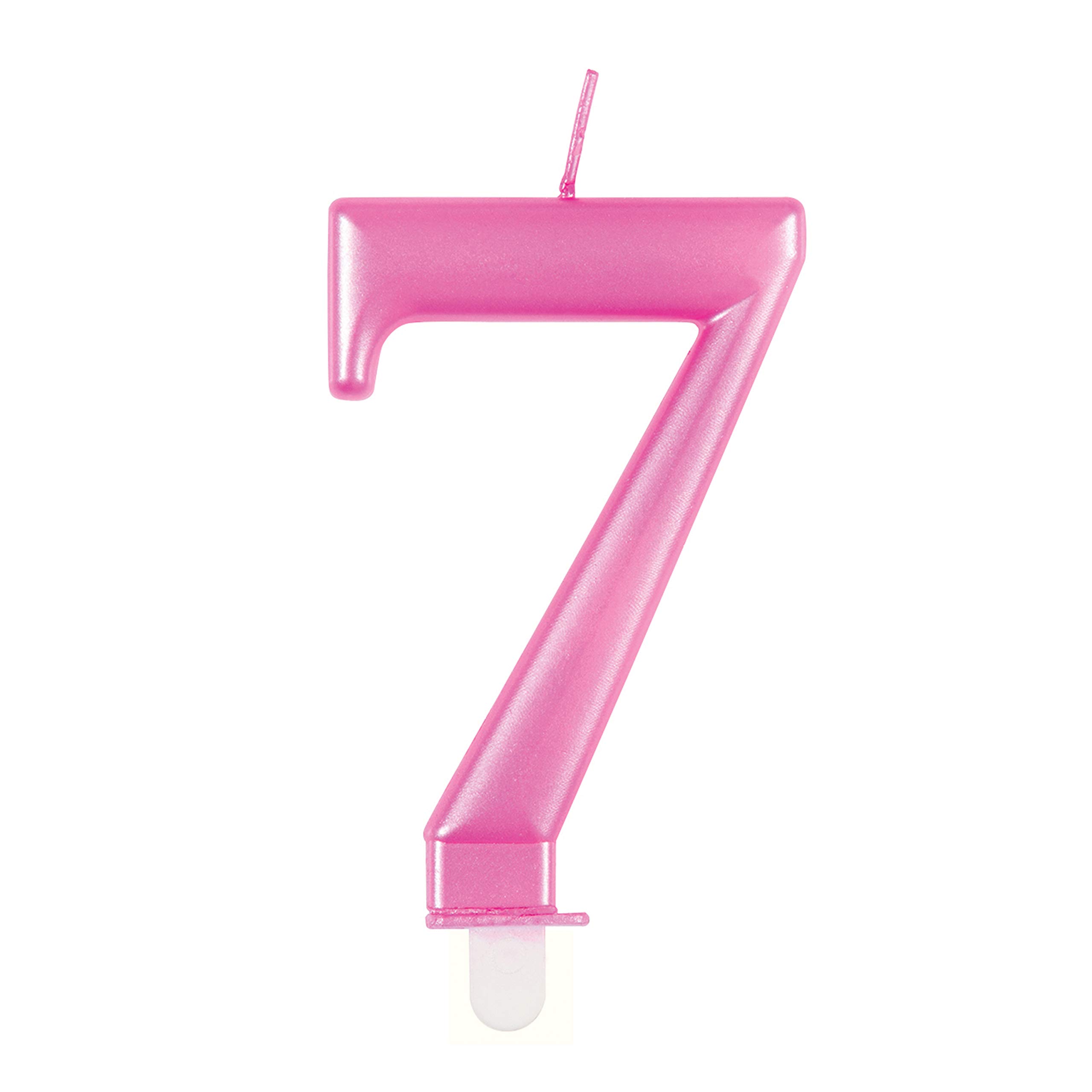 Dazzling Metallic Pink Number 7 Birthday Candle - Perfect Cake Topper for Unforgettable Milestones - 1 Pc