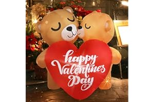 Aotiooy Valentines Inflatables Outdoor 4FT Valentines Day Inflatable Couple Bear with Love Heart Lighted Valentines Day Decoration for Outdoor Yard Garden