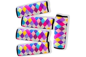 Gowraps Suitcase Tags Identifiers-Luggage Handle Wrap Travel Luggage identifiers For Suitcases Unique Travel essentials for Airplane/Flying/Luggage (Colorful Check)