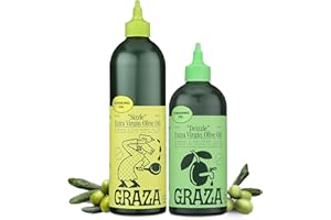Graza Extra Virgin Olive Oil Variety Pack, Sizzle & Drizzle - High Polyphenol Peak Harvest EVOO Cooking & Finishing Oil in a Squeeze Bottle - Single Farm Olives from Spain