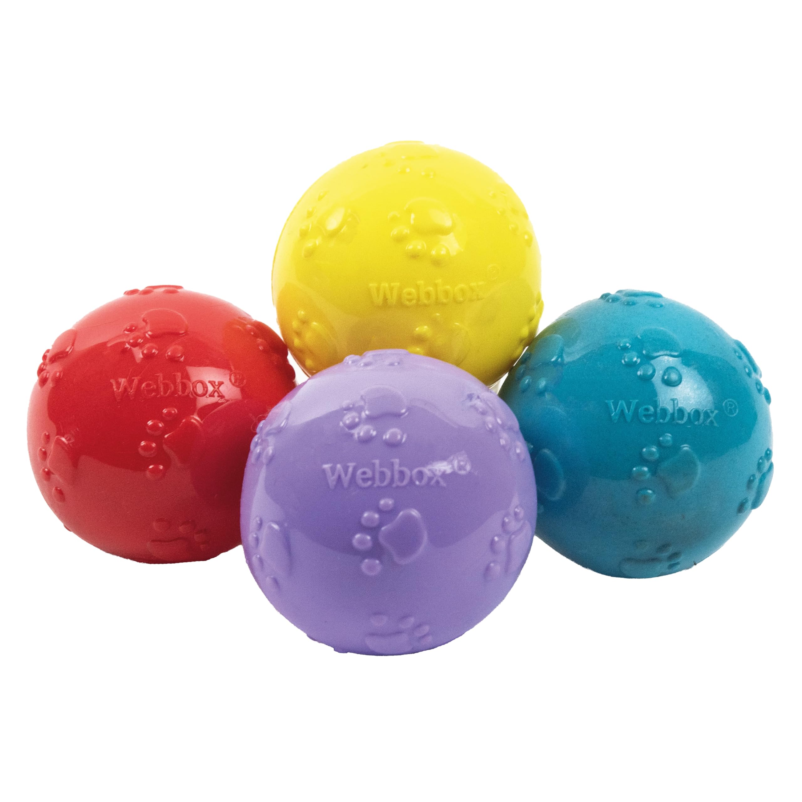Webbox Fun & Squeaky Balls (4 Pack) - Boredom Buster Dog Toys