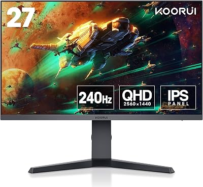 Gaming Monitor 27 Pollici - Schermo WQHD PC, 240Hz, 1ms, Adaptive Sync, Gsync Compatibilità (2560x1440, HDMI, DisplayPort, HDR 400), Nero