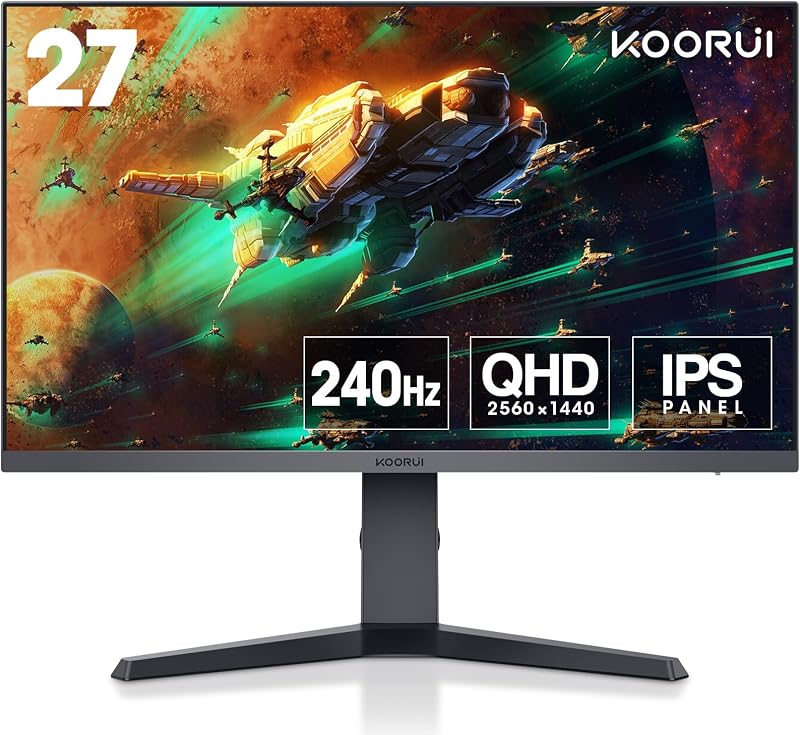 Gaming Monitor 27 Pollici - Schermo WQHD PC, 240Hz, 1ms, Adaptive Sync, Gsync Compatibilità (2560x1440, HDMI, DisplayPort, HDR 400), Nero