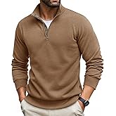 Runcati Mens Quarter Zip Pullover Sweater Lightweight Mock Neck Slim Fit Pullover Knit Casual Polo Sweaters
