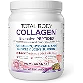 Natural Factors Total Body Collagen - Bioactive Collagen Supplement for Hair & Nail Growth Support - Healthy Skin Supplement with Protein, Vitamin C & More - Pomegranate, 500 g (38 Servings)