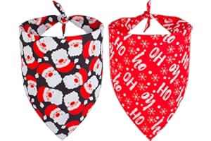 PTDECOR 2 Pack Dog Bandana Christmas Dog Scarf Reversible Triangle Bibs Kerchief Set Pet Christmas Accessories Bandanas for Small Medium Large Dogs Pets (Style 1)