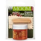 MOOM Facial Sugar Wax Hair Removal Kit - Eyebrow Wax for Chin, Lip - 1.6 oz | Travel Facial Hair Removal Kit with Aloe Vera, Tea Tree Oil, 6 Reusable Wax Strips &amp; 2 Applicator Sticks for Sensitive Skin