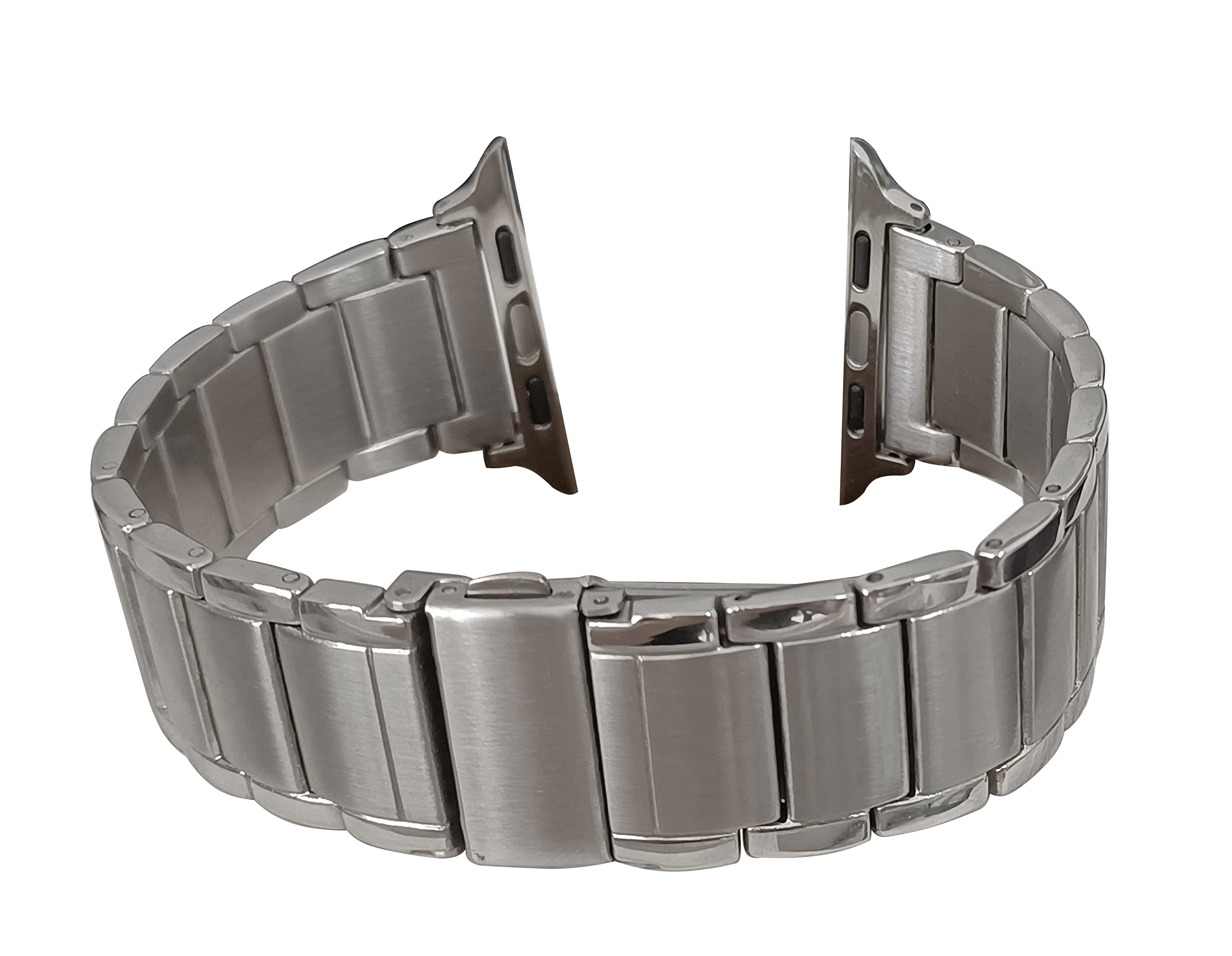 MaKTech Stainless Steel Link Bracelet,Golden Ratio Polished Bright Surface inlay Brushed Finish Band,Compatible with Apple Watch Series 10/9/Ultra 2/SE/8/7[2024] (46mm/45mm/44mm/49mm,Silver)