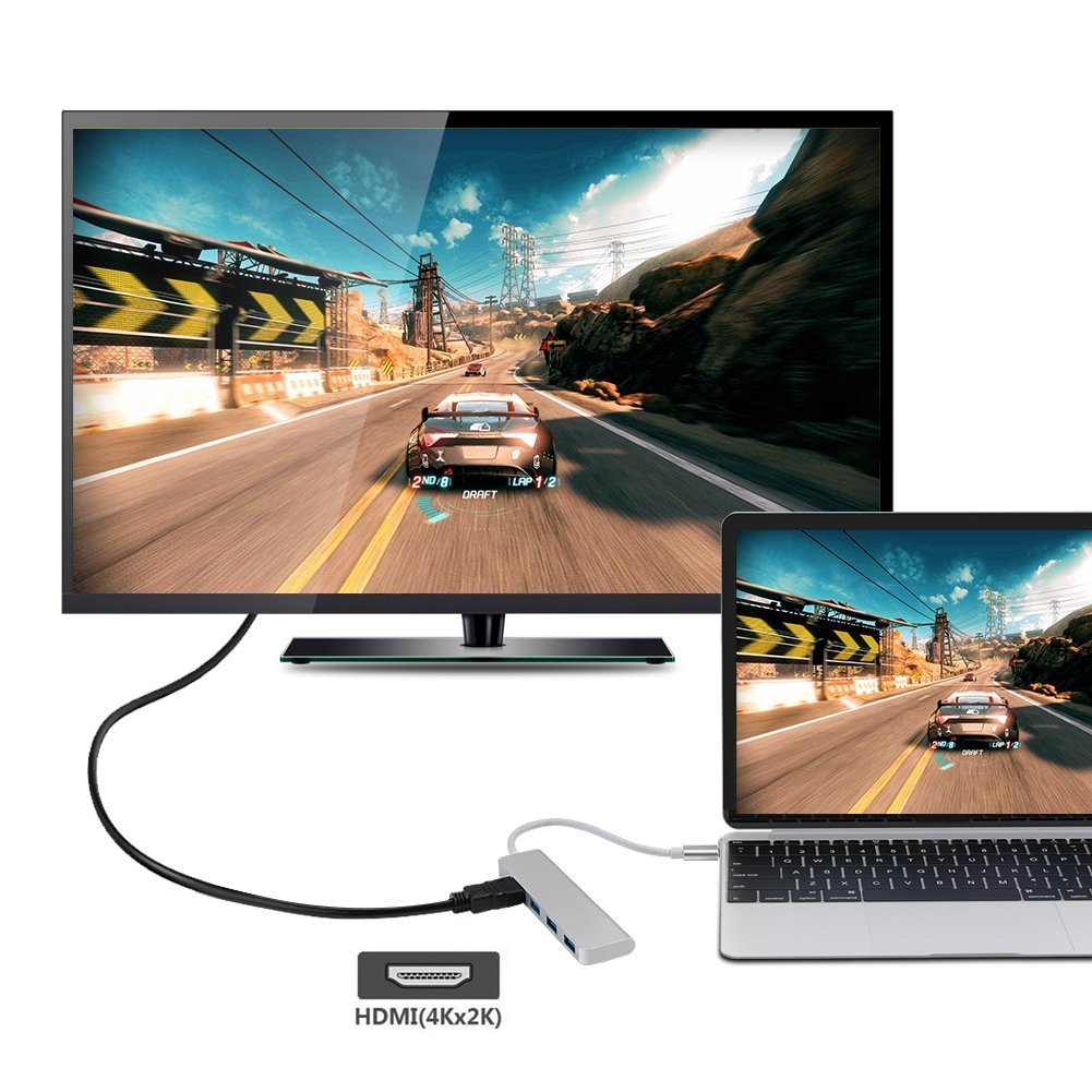 USB C to HDMI Adaptor,ink-topoint USB C Hub HDMI 4k with 3 USB 3.0 Ports,USB Type C Multiport Adapter for 2017 MacBook Pro/2017 iMac/Samsung S8 plus,Plug and Play