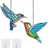 2 Packs Hummingbird Stained Glass Window,Real Handmade Stained Glass Window Hanging,Hummingbird Ornament,Suncatchers Decor Gift for Women Mom Grandma Bird Lovers