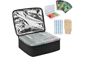 Boczif 26 Slots Seed Storage Organizer Box with Insulated Bag Seed Envelopes Bag and Label Stickers, Garden Seed Container for Seed Packets, Plant, Flower, Vegetable Seeds