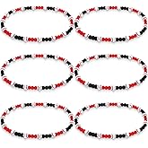 Liliaafar 6 Pcs Baseball Beaded Necklace for Teenager Bling Rhinestone Clay Beaded Necklace Gifts for Sports Team Fans