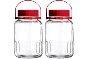 AGTRADE 1 Gallon Glass Jar With Lid Wide Mouth Airtight Plastic Pour Spout Lids Bulk-Dry Food Storage Pickling Mason Jar Canister Raw Milk Bottle Jug Fermenting Sun Tea Kombucha Kefir Water Storing Canning