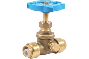Sharkbite 24634LFA Stop Valve Drain, 1/2 Inch x 1/2 inch, Water Valve Shut Off, Push-to-Connect, PEX, Copper, CPVC, PE-RT